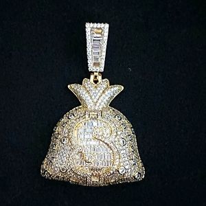 Iced out money bag pendant